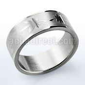sr203 matte stainless steel carving ring with marijuana