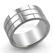sr206 high polished steel carving ring with brick style design