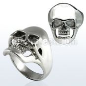 sr267 high polished stainless steel ring with skull figure