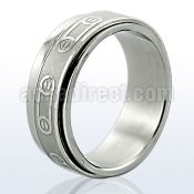sr272 matte stainless steel spinner ring w safety pin design