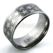 sr293 matte steel carving ring with high polished stars