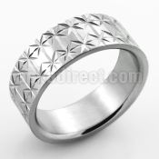 sr324 matte stainless steel ring w clinging asterisks design