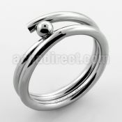 sr325 stainless steel ring with ball top in high polish