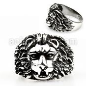 sr342 316l steel ring with male lion head in antique style
