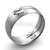 sr3 matte stainless steel gridded ring w cut out butterfly