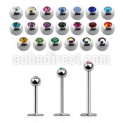 steel labret 1mm with 3mm bezel set jewel ball