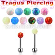 steel tragus piercing 20g w 3mm synthetic opal top ball
