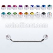 subajb5 steel surface barbell w 45 angle acrylic crystal balls