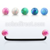 subto5 black steel surface barbell w 5mm synthetic opal balls