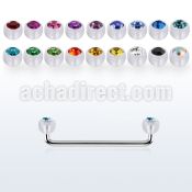 sudajb5 steel surface barbell w 90 angle acrylic crystal balls