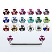 sudca 90 316l steel surface barbell w multi crystal balls