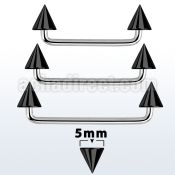 sudcnt5 90 polished steel surface barbell w 5mm black cones