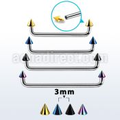 suditcn3 internal steel surface barbell w 2 3 mm pvd plated cones