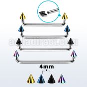 suditcn4 internal steel surface barbell w 2 4 mm pvd plated cones