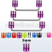 sudvd5 90 316l steel surface barbell w 5mm acrylic uv dices