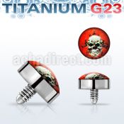 talg7 titanium g23 dermal top w skull on red for base plate