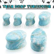 tgsc turquoise double flare saddle plug teardrop shape