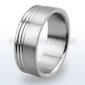 tir4 matte titanium g23 ring with 3 carved lines on one side