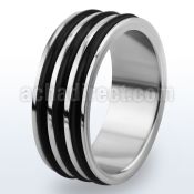 tir6 high polished titanium g23 ring w 3 black rubber bands