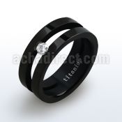 tirc7 black anodized titanium ring with small cz stone