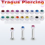 tlbajb3 316l steel tragus labret 16g w a 3mm bio flex jewel ball