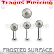 tlbfo5s 316l steel tragus labret 16g w a 5mm frosted steel ball 
