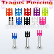 tlbvdi4s 316l steel tragus labret 16g w a 4mm acrylic uv dice 