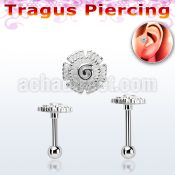 trg39 steel tragus piercing w flower top 3mm steel ball