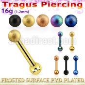 trgt34 pvd plated steel tragus piercing 3mm frosted steel ball