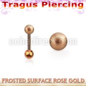 trgtt34 rose gold steel tragus piercing 3mm frosted steel ball