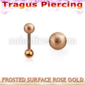 trgtt35 rose gold steel tragus piercing 4mm frosted steel ball
