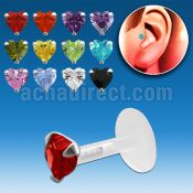 trgz6 bioflex tragus piercing w 3mm prong heart cz silver top