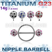 uafnpe8 nipple shield w titanium bar w 2 8mm multi crystal balls