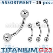ublk18 bulk body of titanium g23 eyebrow banana with 3mm balls