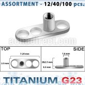 ublk303 solid titanium g23 dermal anchor base part w two holes