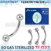 ublk468 sterilized titanium g23 eyebrow banana with 3mm balls