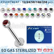 ublk485 eo gas sterilized piercing titanium g23 labret color crystal