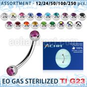 ublk486 eo gas sterilized piercing titanium g23 eyebrow banana 3mm