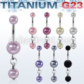 ubndpr1 titanium g23 banana w 5 8mm pearl balls 6mm pearl