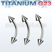 ubnecn titanium g23 eyebrow banana with two 3mm cones