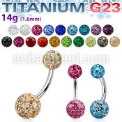 ubnfr68 titanium g23 banana belly ring with 6 8mm ferido balls