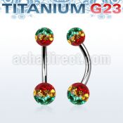 ubnfrsr titanium g23 belly banana w 5 6mm rasta ferido balls