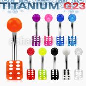 ubnvd titanium g23 banana belly ring w 5mm uv acrylic dice