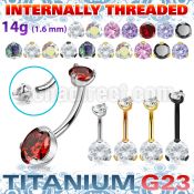 ubnzsh4 titanium g23 belly banana 14g clear cz internal