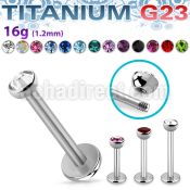 ulbhjb3 titanium g23 labret 16g bezel set half jewel ball