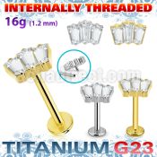 ulbin26 titanium g23 labret 16g three baguette cz internal