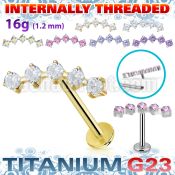 ulbin27 titanium labret five prong cz curve top internal