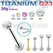 ulbpisz20 titanium g23 labret 20g threadless push pin top