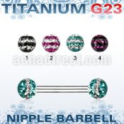 unpfr5d titanium g23 nipple barbell w tri line ferido ball