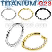 usgtsh21 pvd plated titanium g23 hinged segment ring cz oval